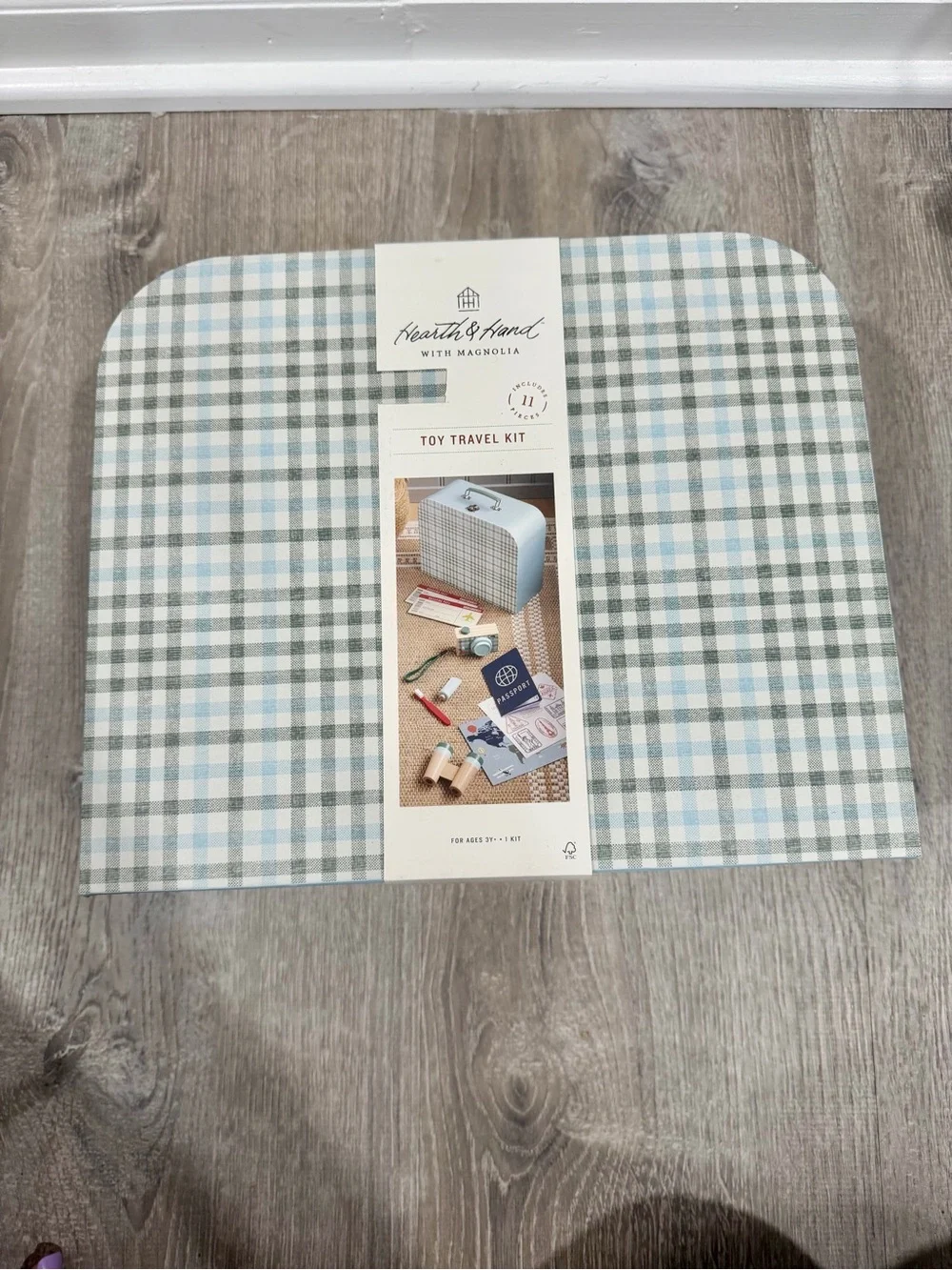NEW Hearth & Hand Magnolia Toy Travel Kit 11 Piece Plaid Suitcase Set